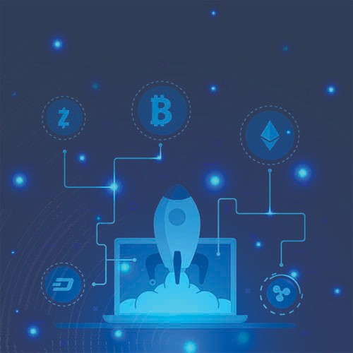 illustration de la crypto-monnaies aller sur le lune