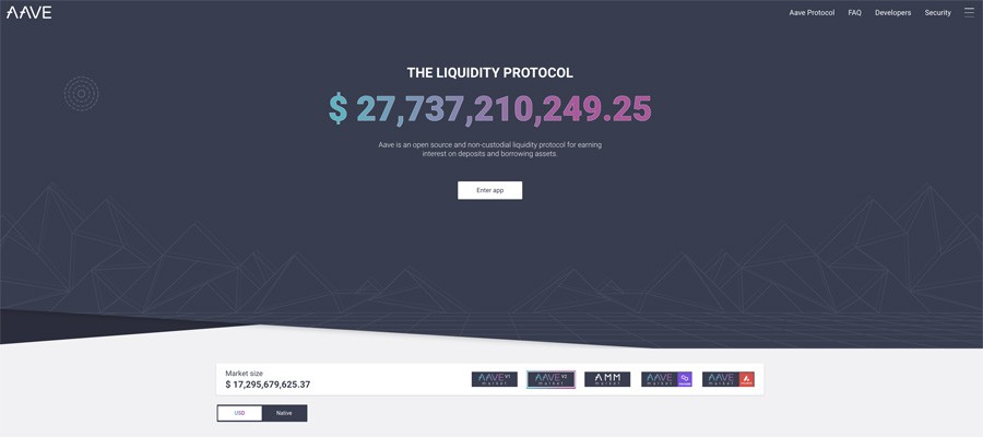 screenshot aave interface