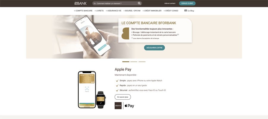 capture d’écran de la page d’accueil de bforbank