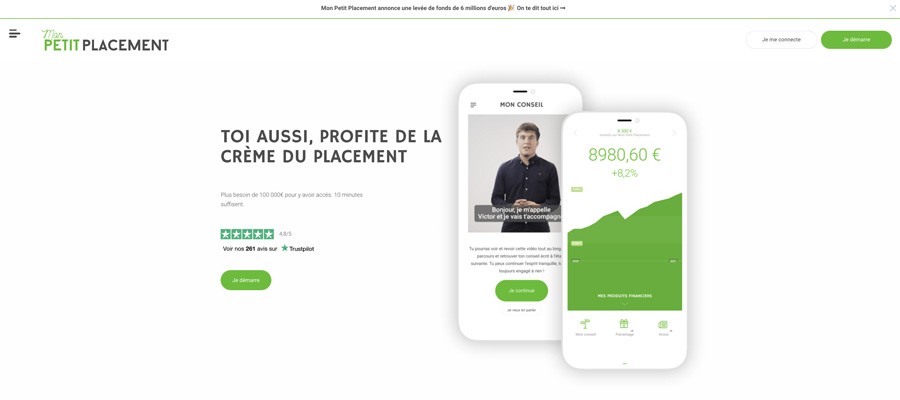 capture d'écran de la page d'accueil de mon petit placement