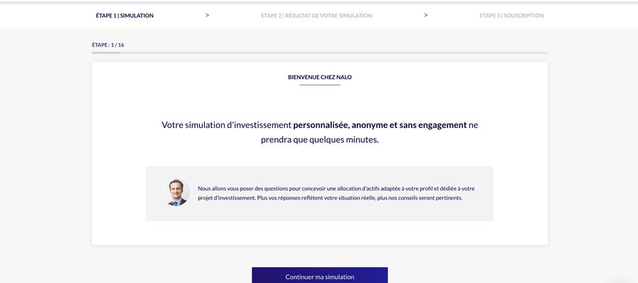 capture d'écran nalo commencer ma simulation