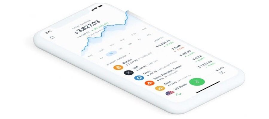 capture d’écran l’application mobile uphold