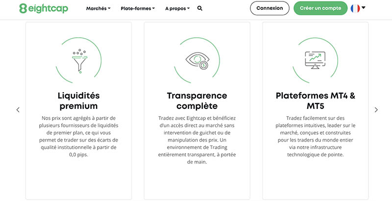 capture d'écran eightcap online broker