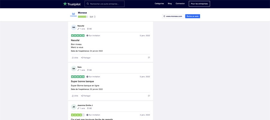 les avis client sur monese