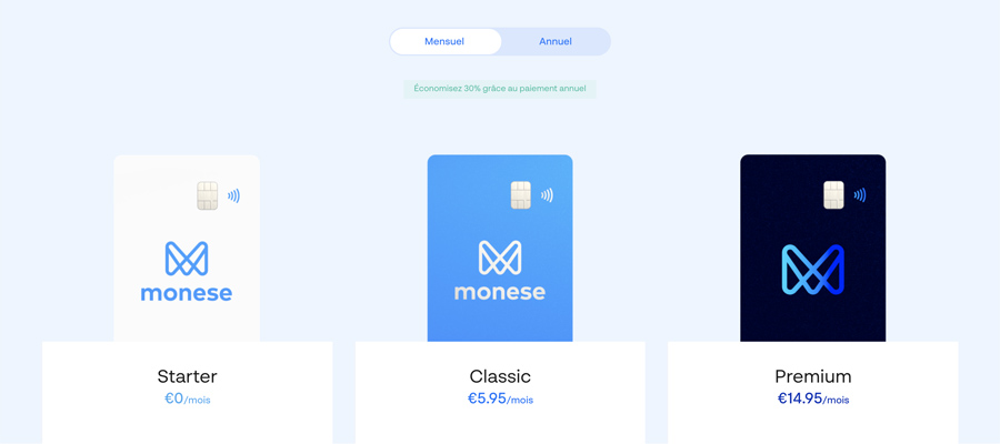 tarifs monese
