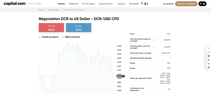capture d’écran capital com decred