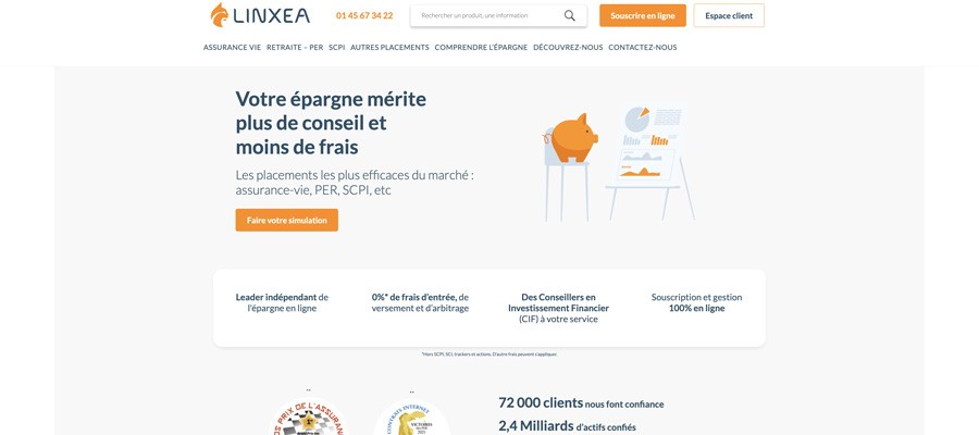 capture d’écran d’accueil linxea