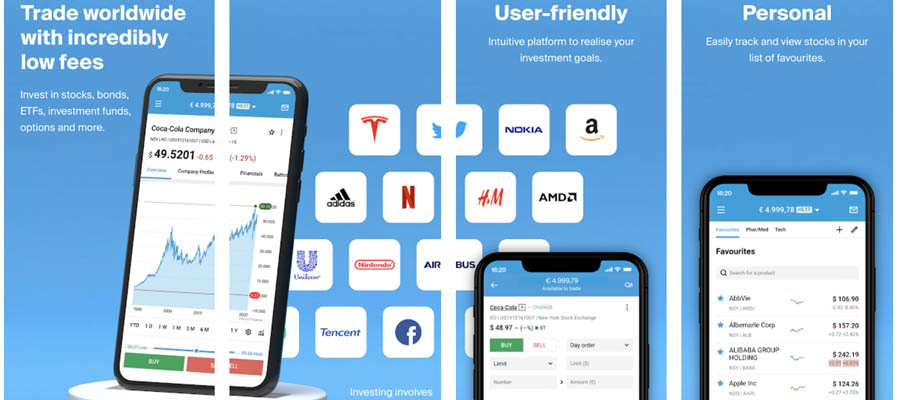 capture d’écran l'application de trading degiro