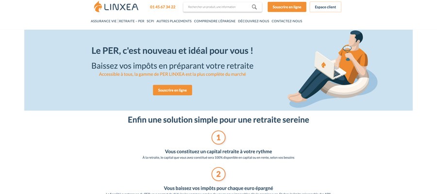 capture d’écran linxea les services le per