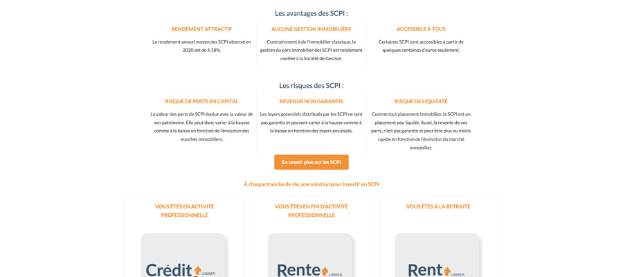 capture d’écran linxea les services scpi