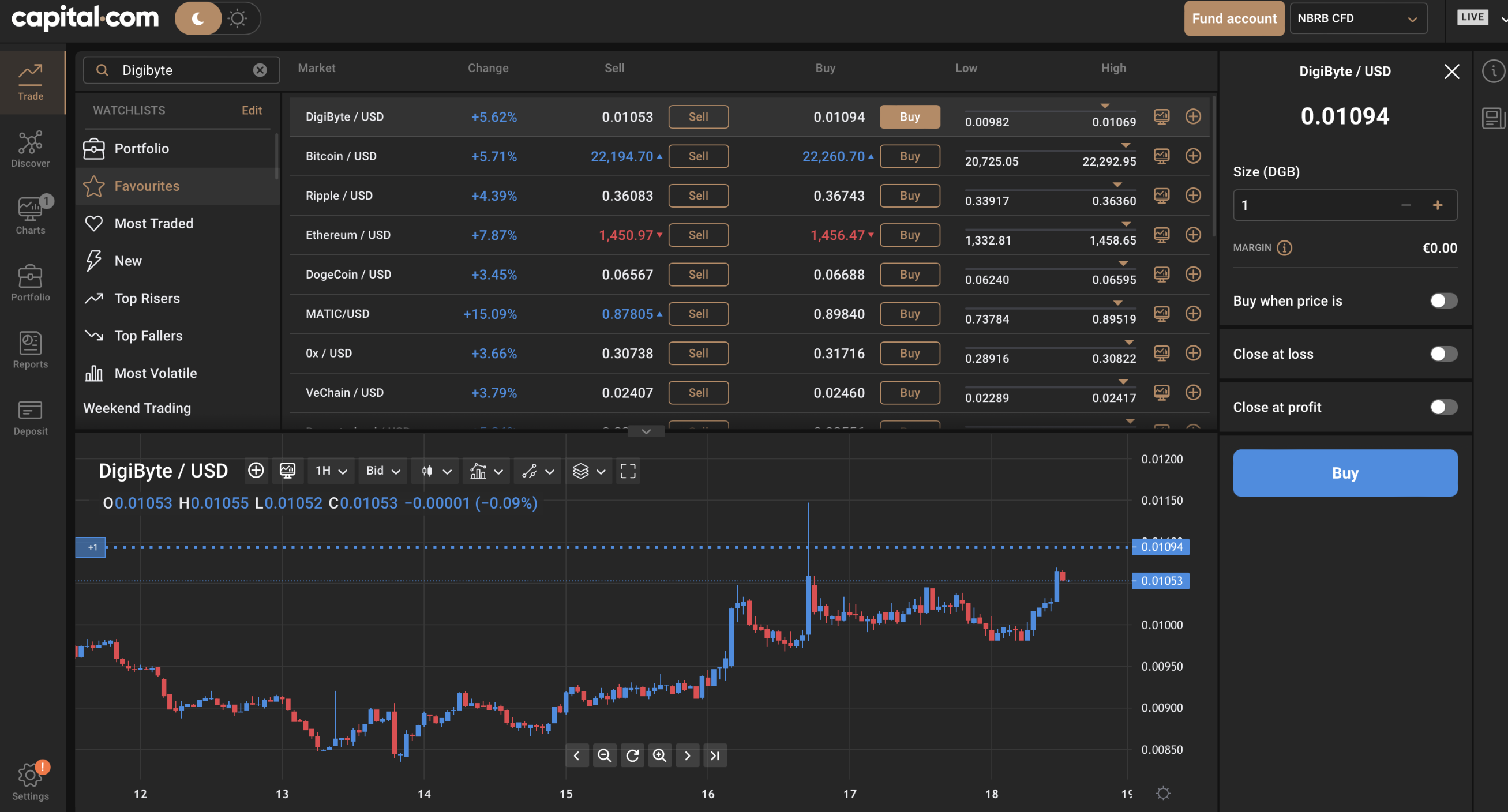 acheter de la crypto Digibyte sur capital.com